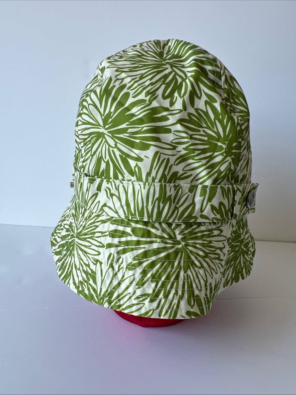 Bright Green Floral Tropical Bucket Sun Hat Women’s SMALL Lands End